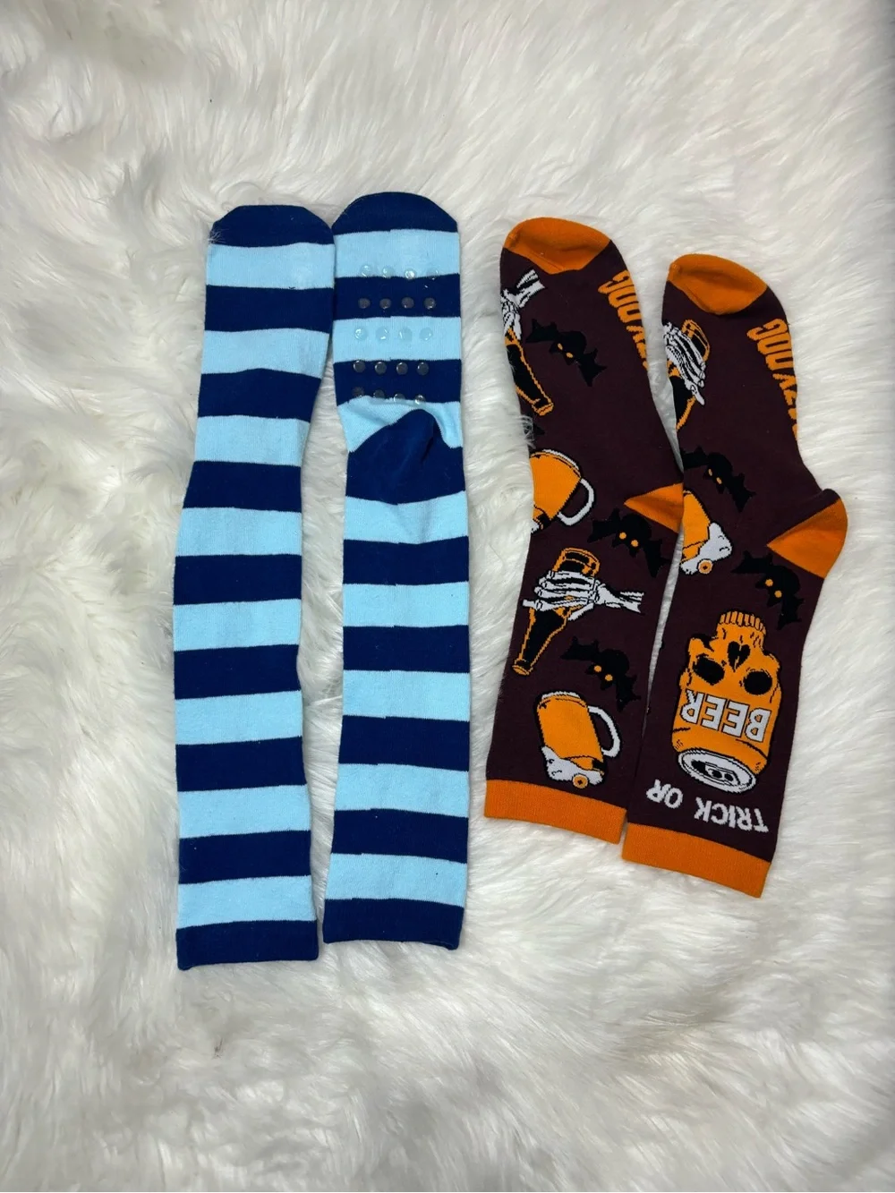Men's Striped Navy & Light Blue and‎ Halloween Orange Novelty Socks - Unbranded